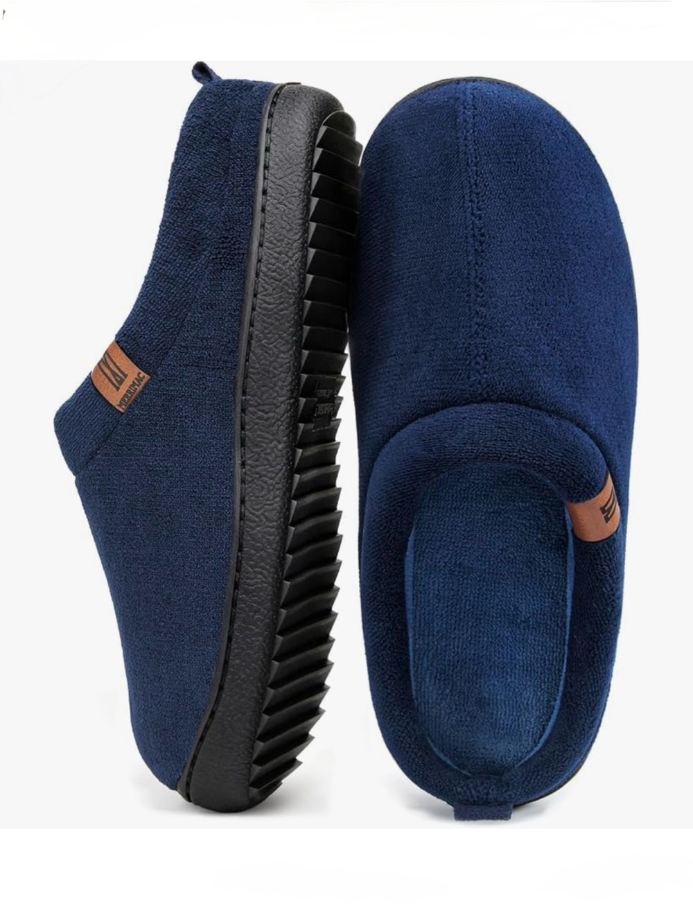 Men's Navy Slip-On Memory Foam Slippers